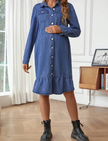 Rochie medie SHEIN Maternity, albastru Albastru