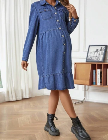 Rochie medie SHEIN Maternity, albastru Albastru