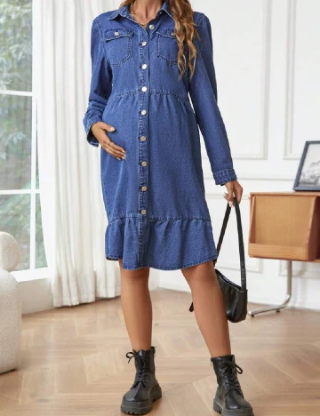 Rochie medie SHEIN Maternity, albastru Albastru