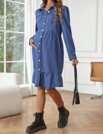 Rochie medie SHEIN Maternity, albastru Albastru