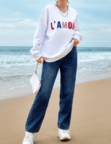 Bluza Oversize SHEIN, alb