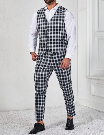 Costum SHEIN Plus Size Men, negru/alb