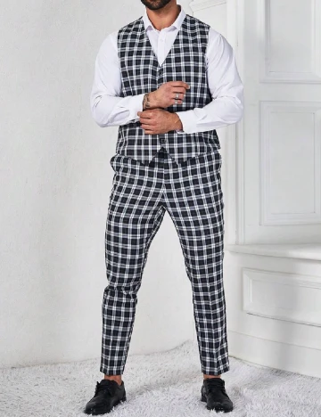 Costum SHEIN Plus Size Men, negru/alb