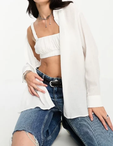 Camasa Oversize Bershka, alb Alb