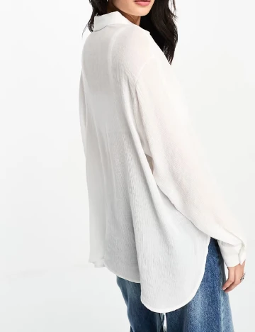 Camasa Oversize Bershka, alb Alb