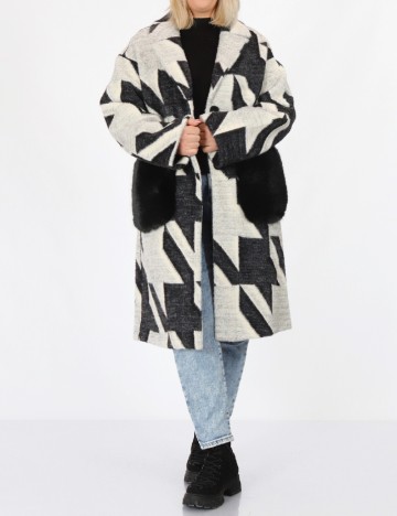 
						Palton reversibil No-l-ita, alb/negru
