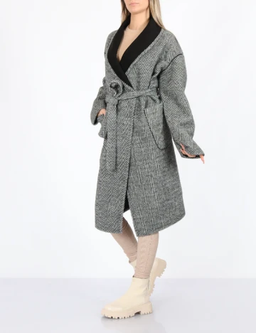 Palton reversibil No-l-ita, alb/negru