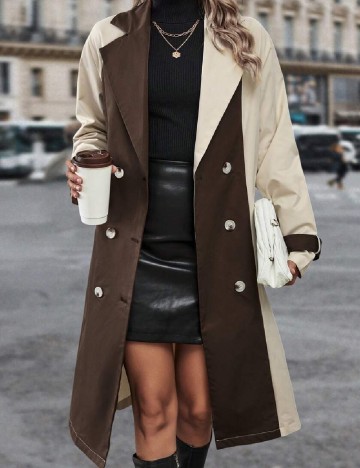 
						Trench SHEIN, maro/ crem