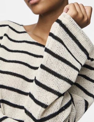 Bluza Pieces, ecru/negru