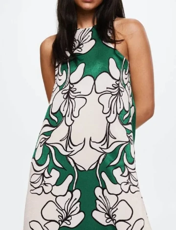 Rochie lunga Mango, alb/verde