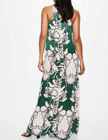 Rochie lunga Mango, alb/verde