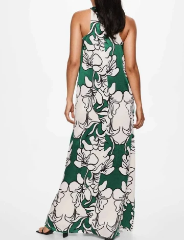 Rochie lunga Mango, alb/verde