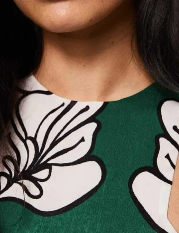 Rochie lunga Mango, alb/verde