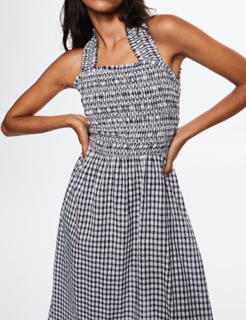 Rochie medie Mango, alb/bleumarin