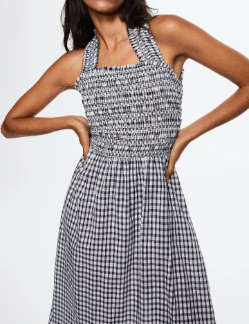 Rochie medie Mango, alb/bleumarin