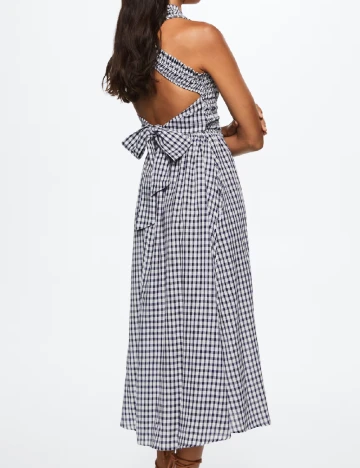 Rochie medie Mango, alb/bleumarin