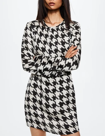 Rochie scurta Mango, alb/negru