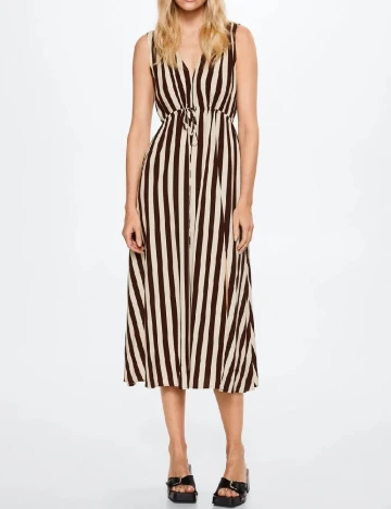 Rochie medie Mango, maro/alb