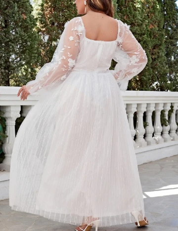 Rochie lunga Simplee Plus Size, alb Alb