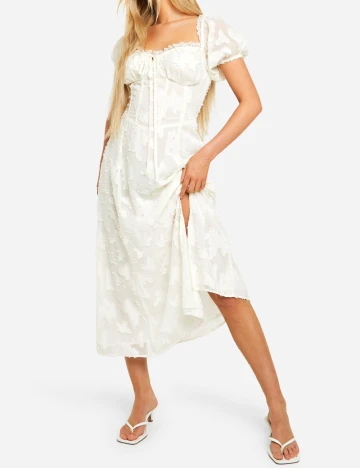 Rochie medie Boohoo, alb Alb