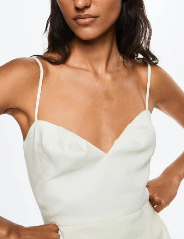 Rochie scurta Mango, ecru Alb