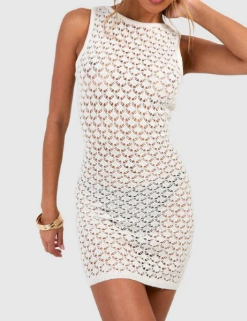 Rochie de plaja Boohoo, ecru Alb