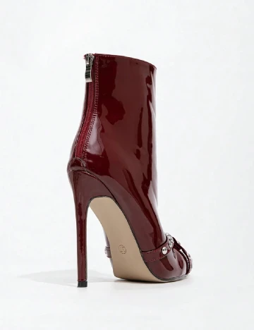 Botine SHEIN, burgundy Rosu