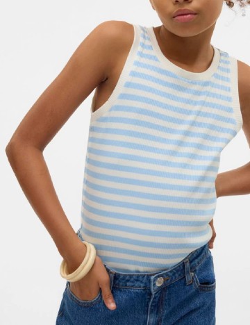 
						Maiou Vero Moda Kids, alb/albastru