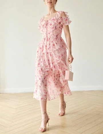 Rochie medie MOTF, floral print Floral print