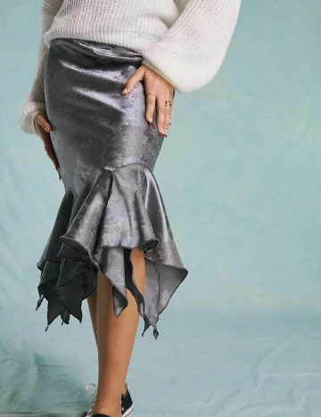 Fusta Miss Selfridge, gri Gri