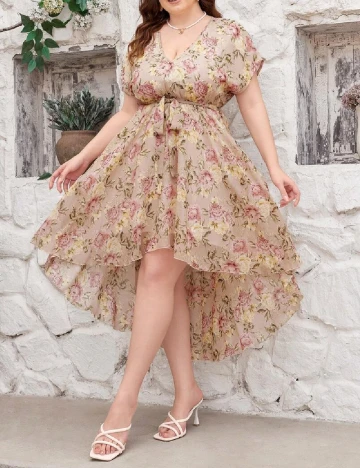 Rochie medie SHEIN CURVE, floral print Floral print