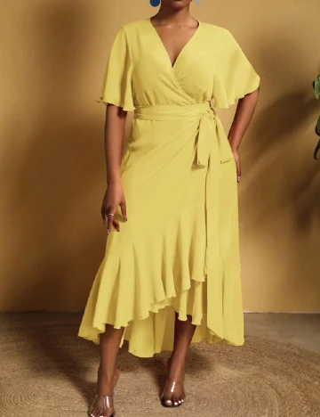 Rochie medie SHEIN CURVE, galben Galben