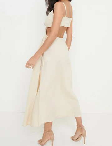 Rochie medie Pretty Lavish, bej Crem