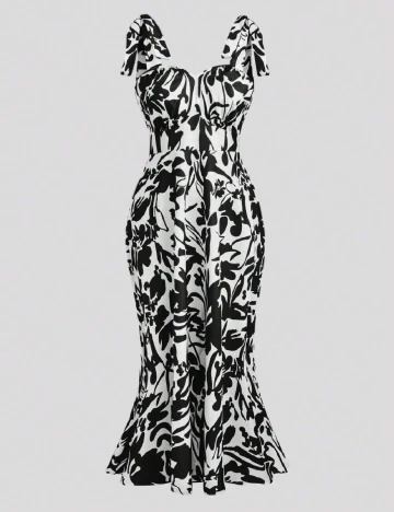Rochie medie SHEIN CURVE, alb/negru