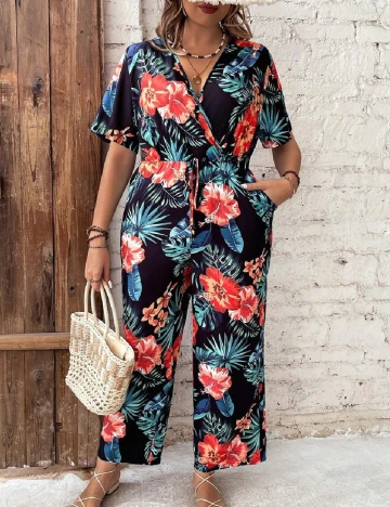 Salopeta SHEIN CURVE, floral print Floral print