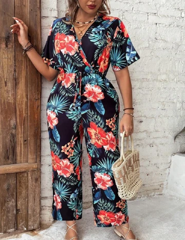 Salopeta SHEIN CURVE, floral print Floral print