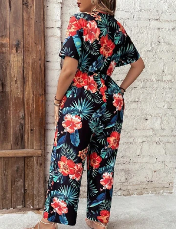 Salopeta SHEIN CURVE, floral print Floral print