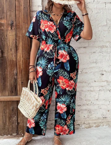 Salopeta SHEIN CURVE, floral print Floral print
