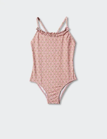 Costum de baie Mango Kids, roz pudra