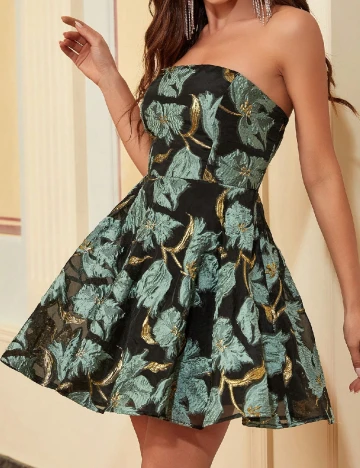 Rochie scurta SHEIN, negru/verde Negru