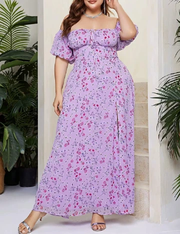 Rochie lunga Double Crazy Plus Size, mov Mov