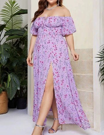 Rochie lunga Double Crazy Plus Size, mov Mov