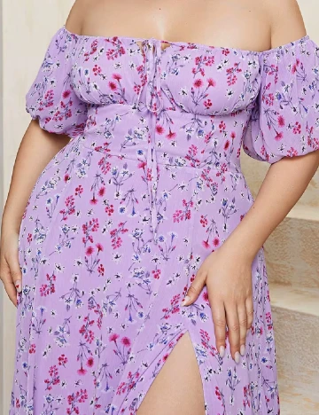 Rochie lunga Double Crazy Plus Size, mov Mov