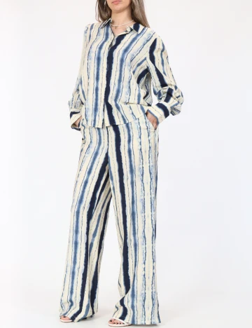 Pantaloni Vero Moda, crem/albastru