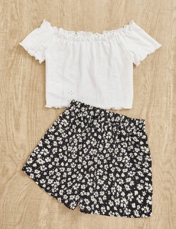 Compleu Shein Kids, alb/negru