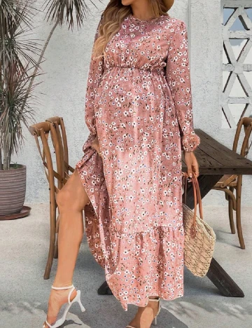 Rochie lunga SHEIN Maternity, roz Roz