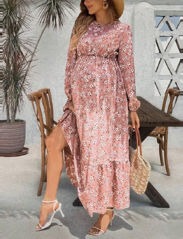 Rochie lunga SHEIN Maternity, roz Roz