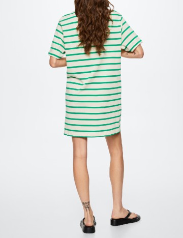 Rochie scurta Mango, ecru/verde