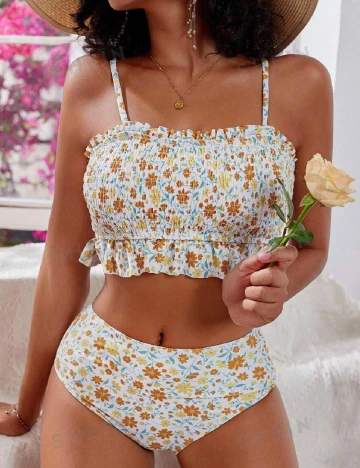 Costum de baie SHEIN, floral Floral print