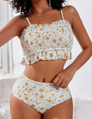 Costum de baie SHEIN, floral Floral print